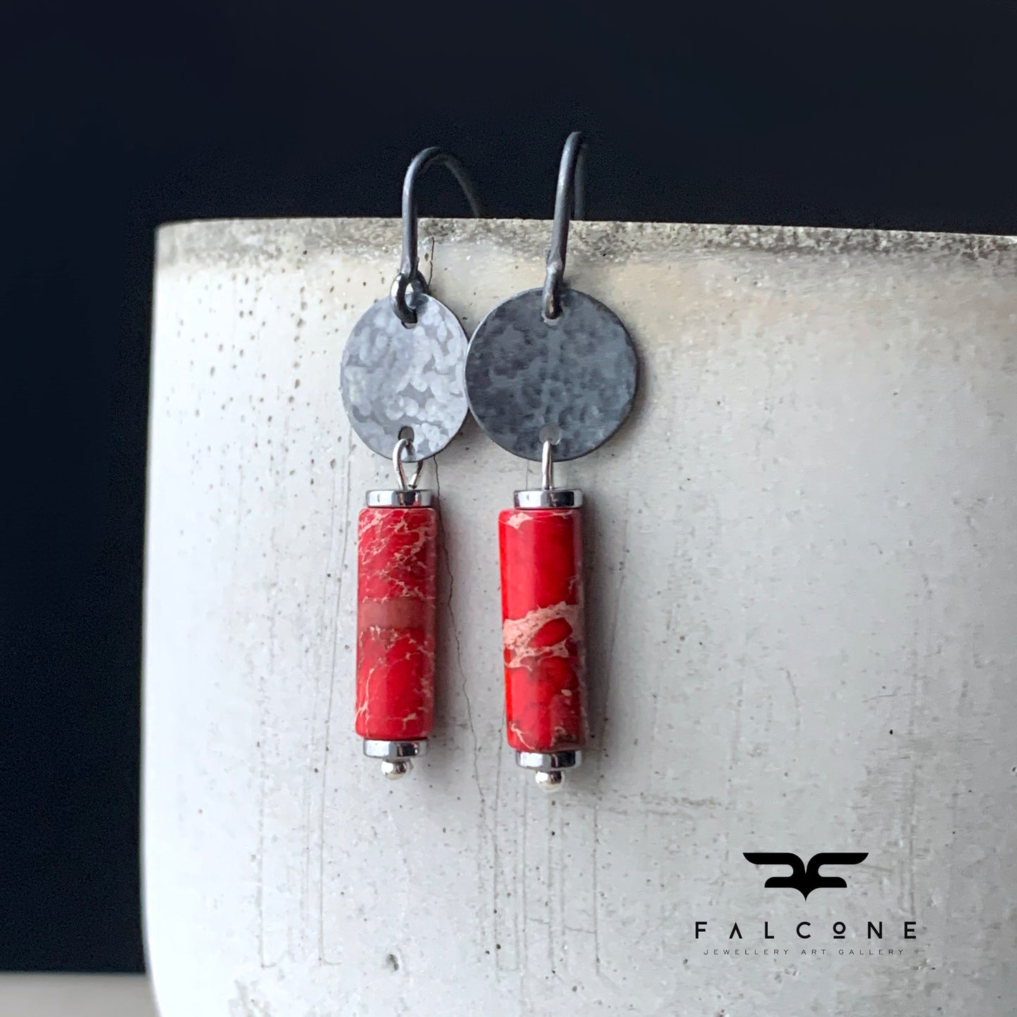 Red jasper earrings with silver earwires 'With Red Imperial Jasper'