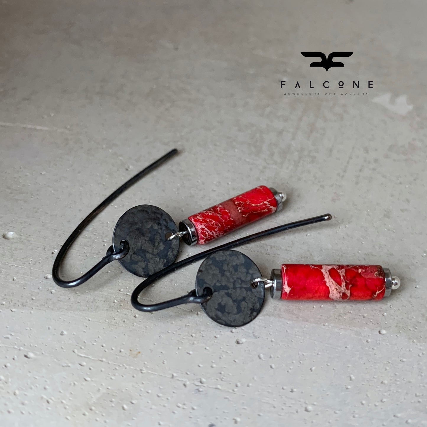 Red jasper earrings with silver earwires 'With Red Imperial Jasper'