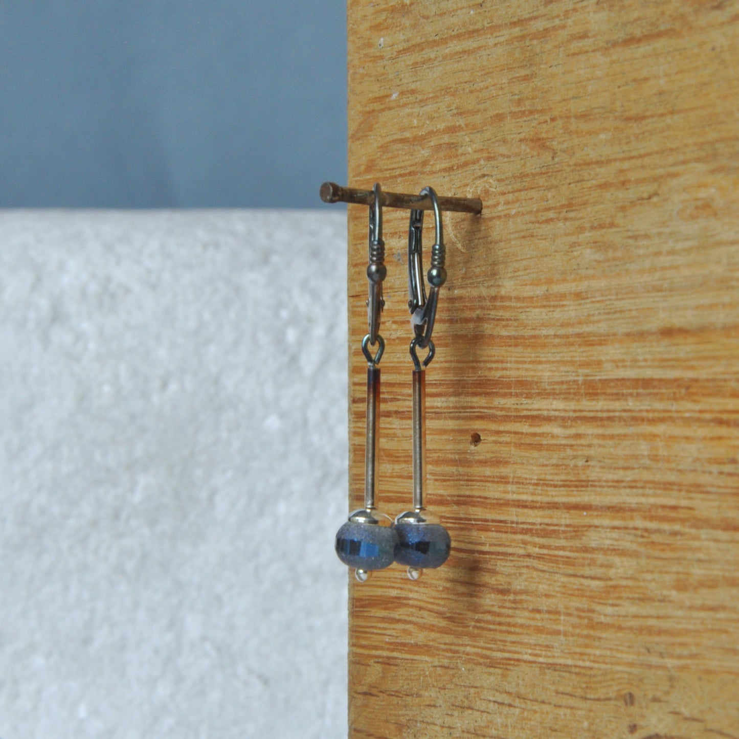 Pendientes de plata con rondelles de cristal mate 'Blue Jeans'