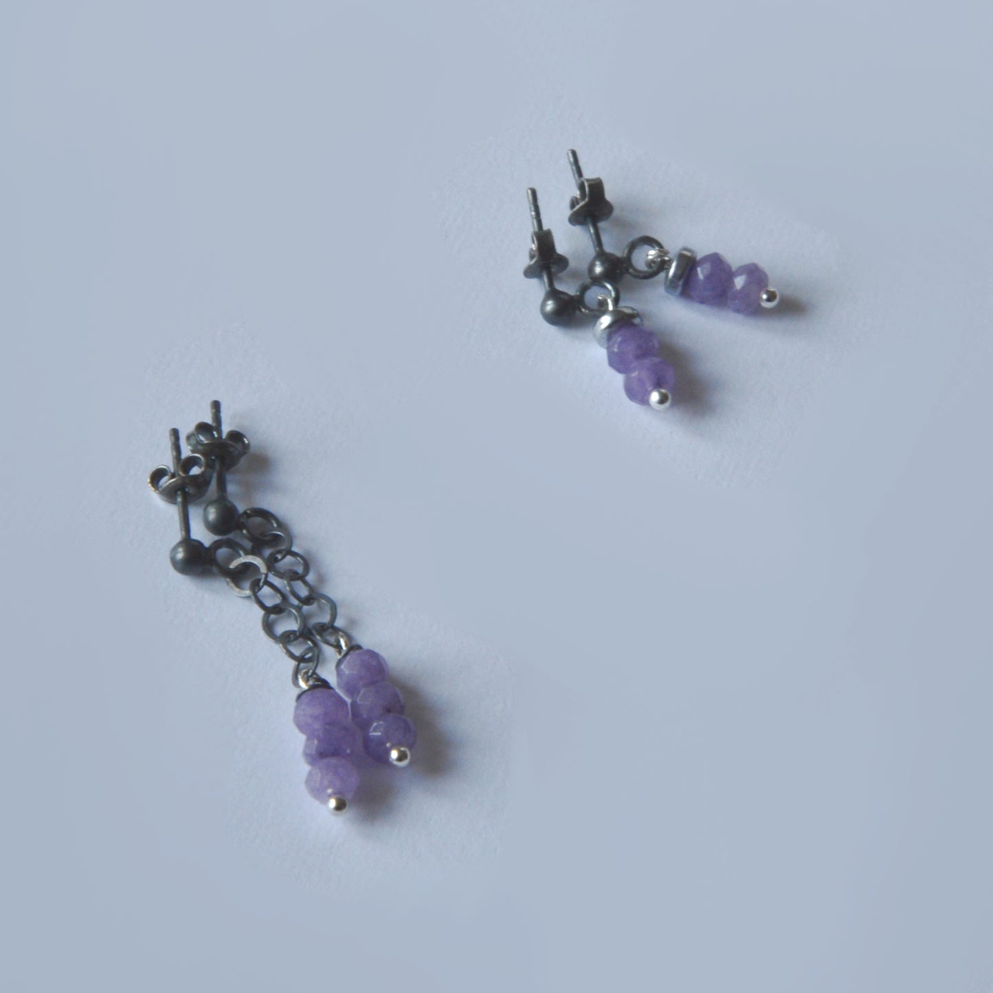 Pendientes de plata con rondelles de jade facetado y hematita 'Little Provence'