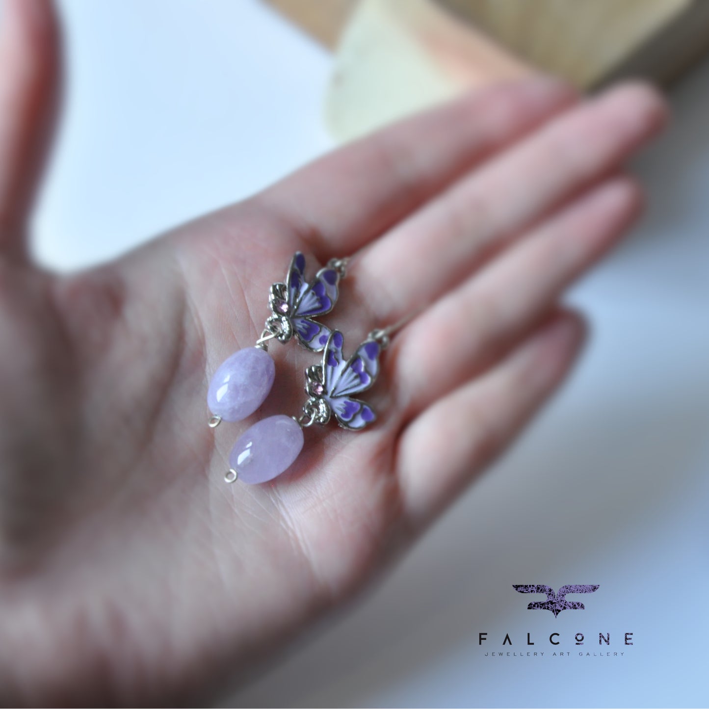 Pendientes de plata con amatistas y mariposas esmaltadas 'Pastel Amethysts'