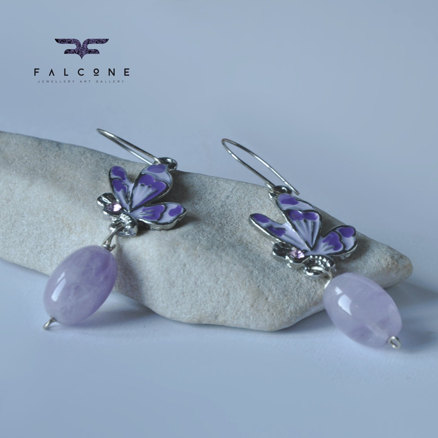 Pendientes de plata con amatistas y mariposas esmaltadas 'Pastel Amethysts'