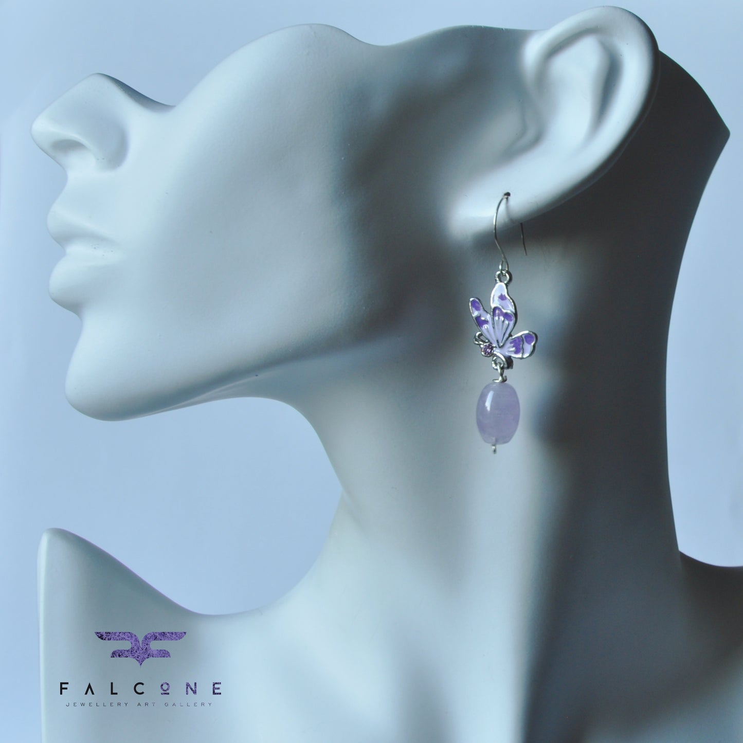 Pendientes de plata con amatistas y mariposas esmaltadas 'Pastel Amethysts'