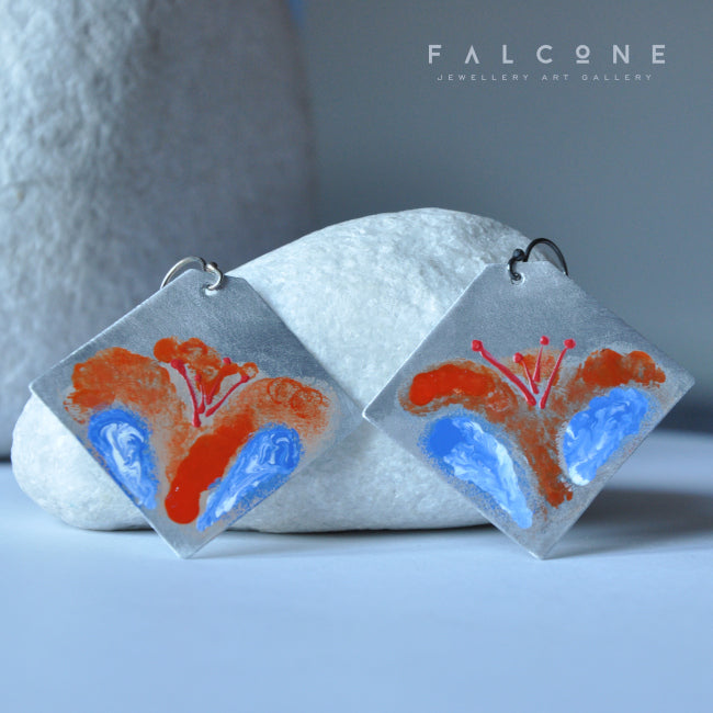 Pendientes únicos de aluminio con esmalte 'Floral Impressions'