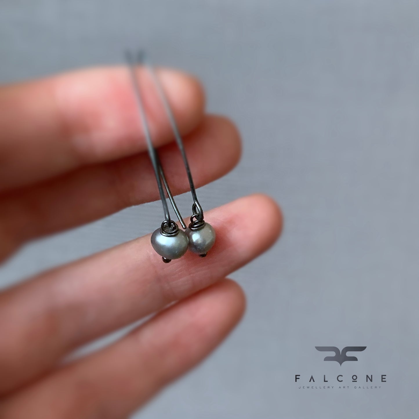 Natural Pearl and Sterling Silver Earrings 'Ashy Pearls'