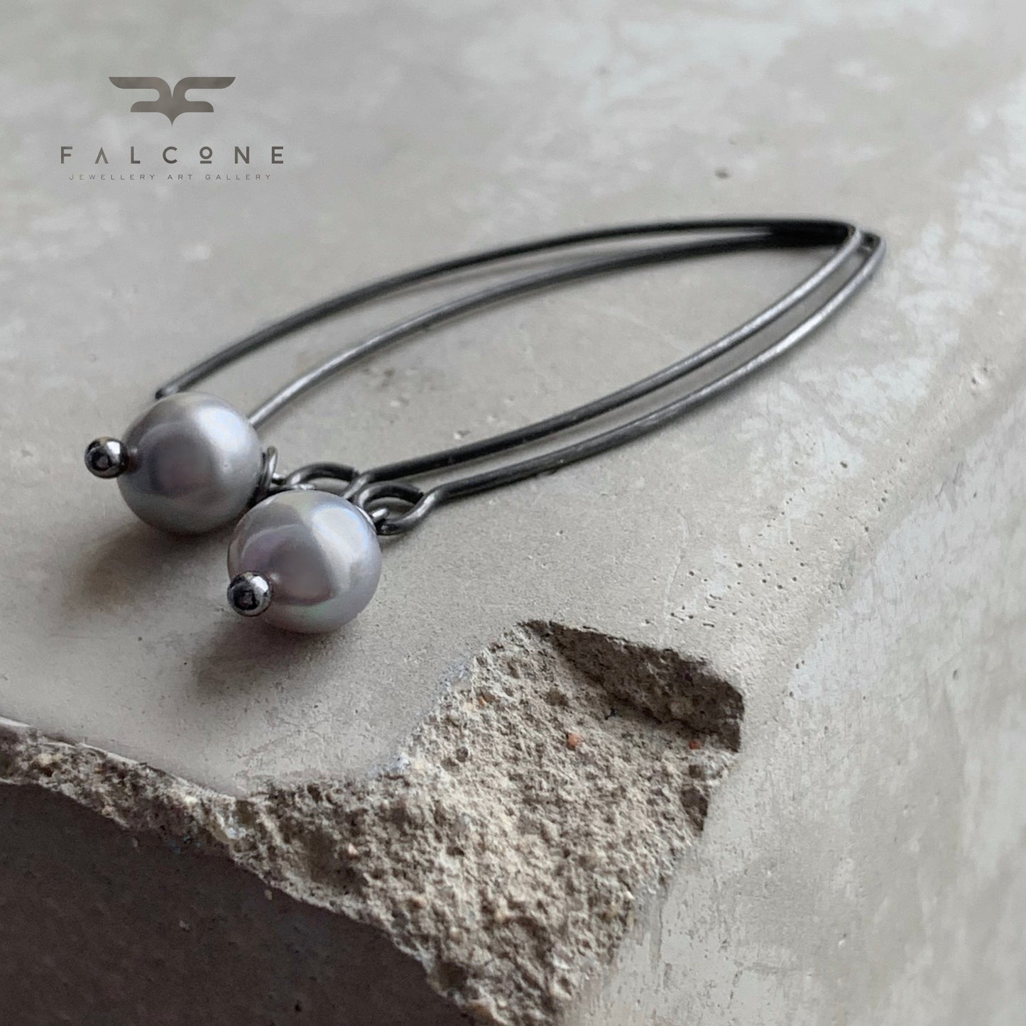 Natural Pearl and Sterling Silver Earrings 'Ashy Pearls'