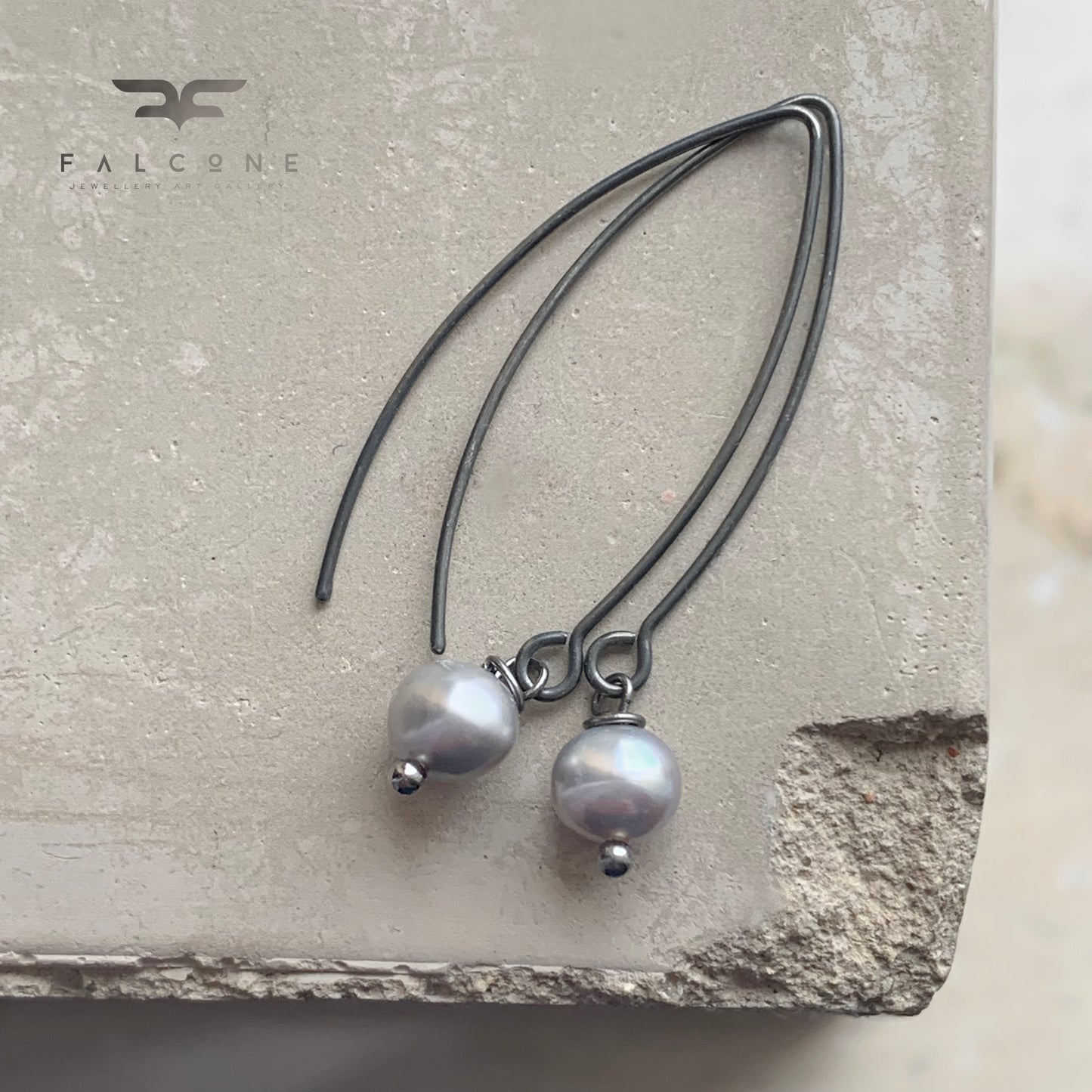 Natural Pearl and Sterling Silver Earrings 'Ashy Pearls'