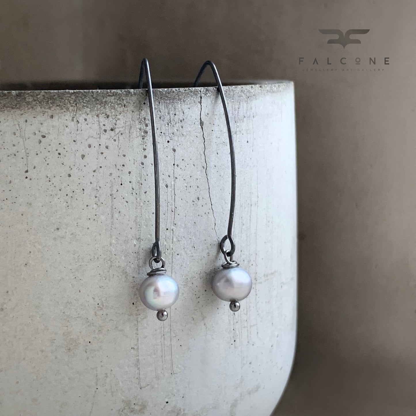 Natural Pearl and Sterling Silver Earrings 'Ashy Pearls'