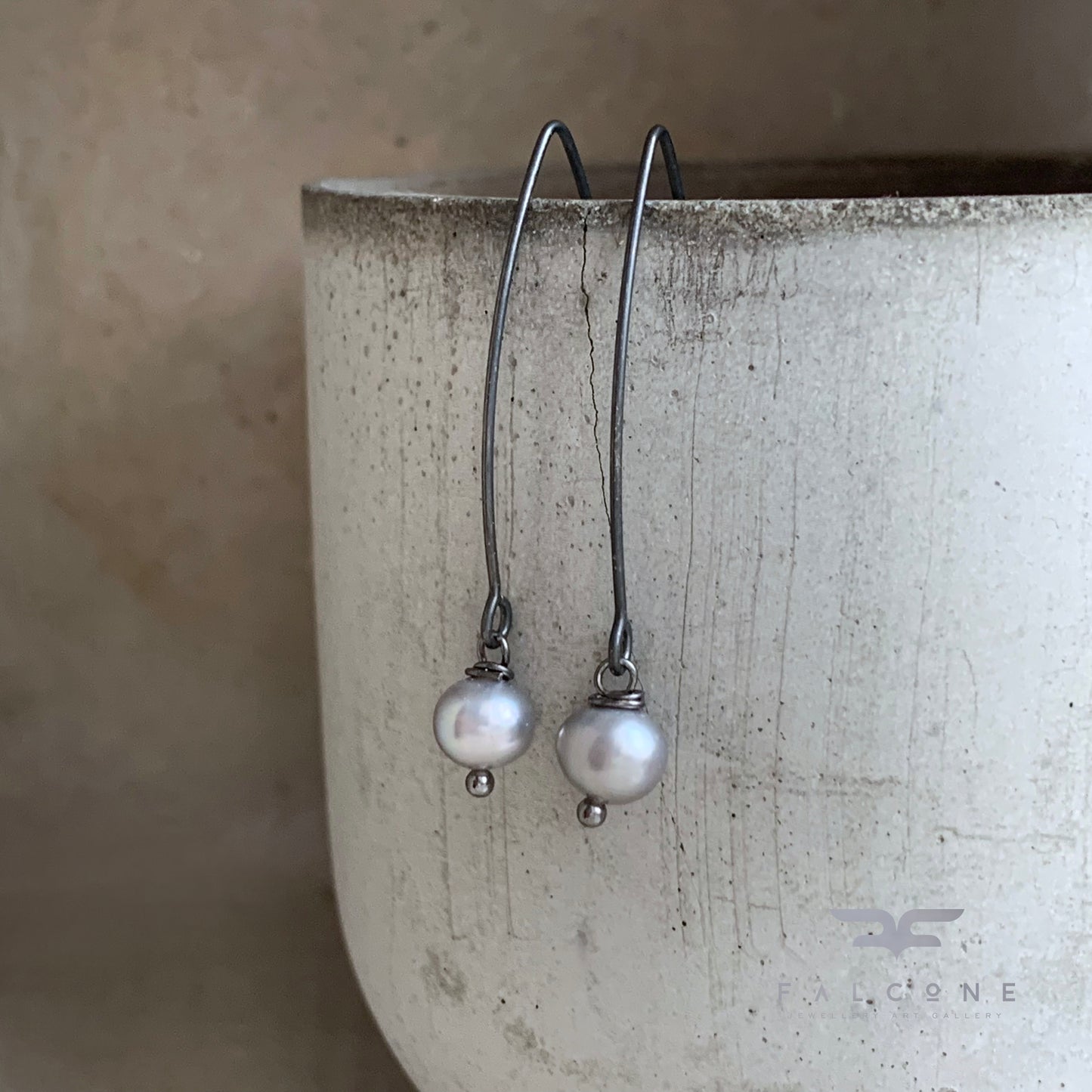 Natural Pearl and Sterling Silver Earrings 'Ashy Pearls'