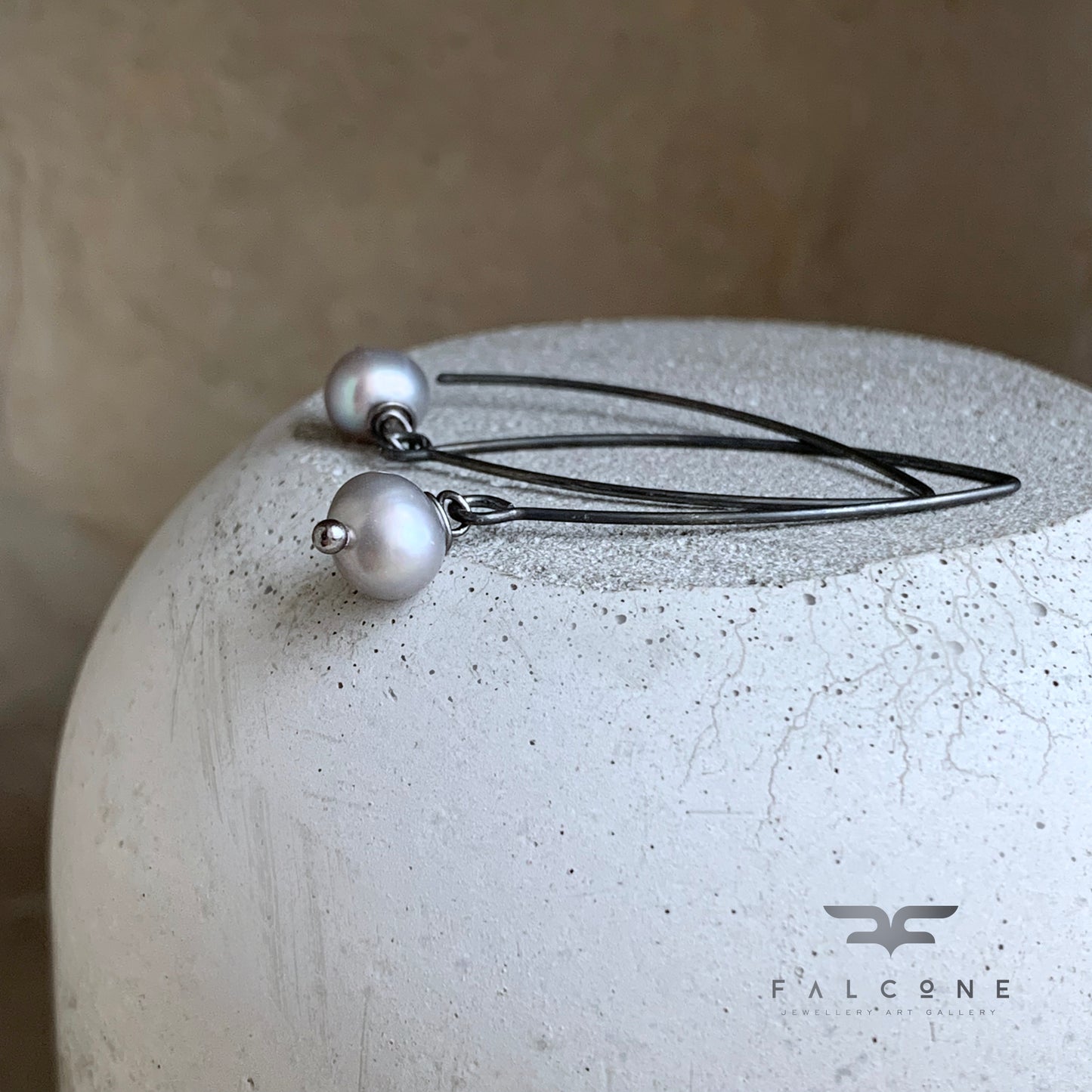 Natural Pearl and Sterling Silver Earrings 'Ashy Pearls'