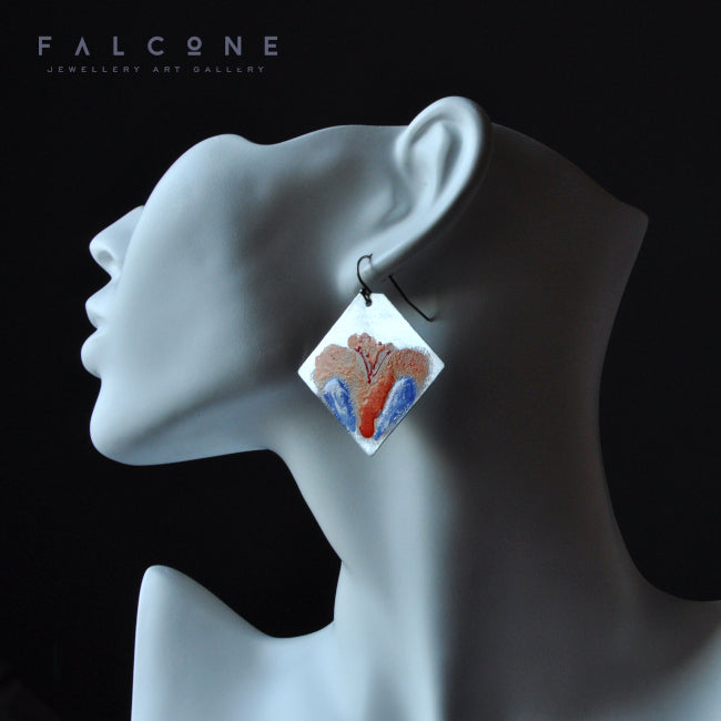 Pendientes únicos de aluminio con esmalte 'Floral Impressions'