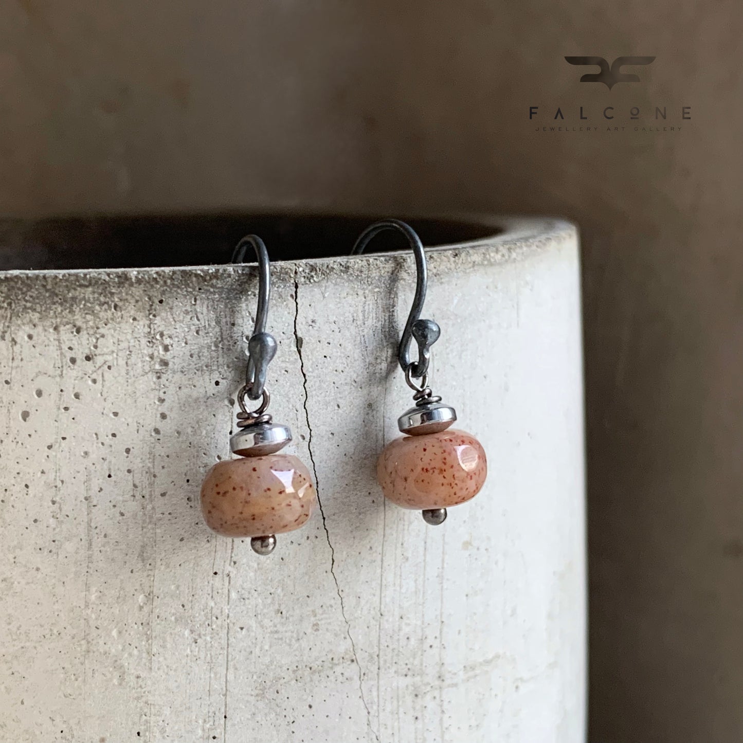 Silver and Agate Earrings 'Quails'