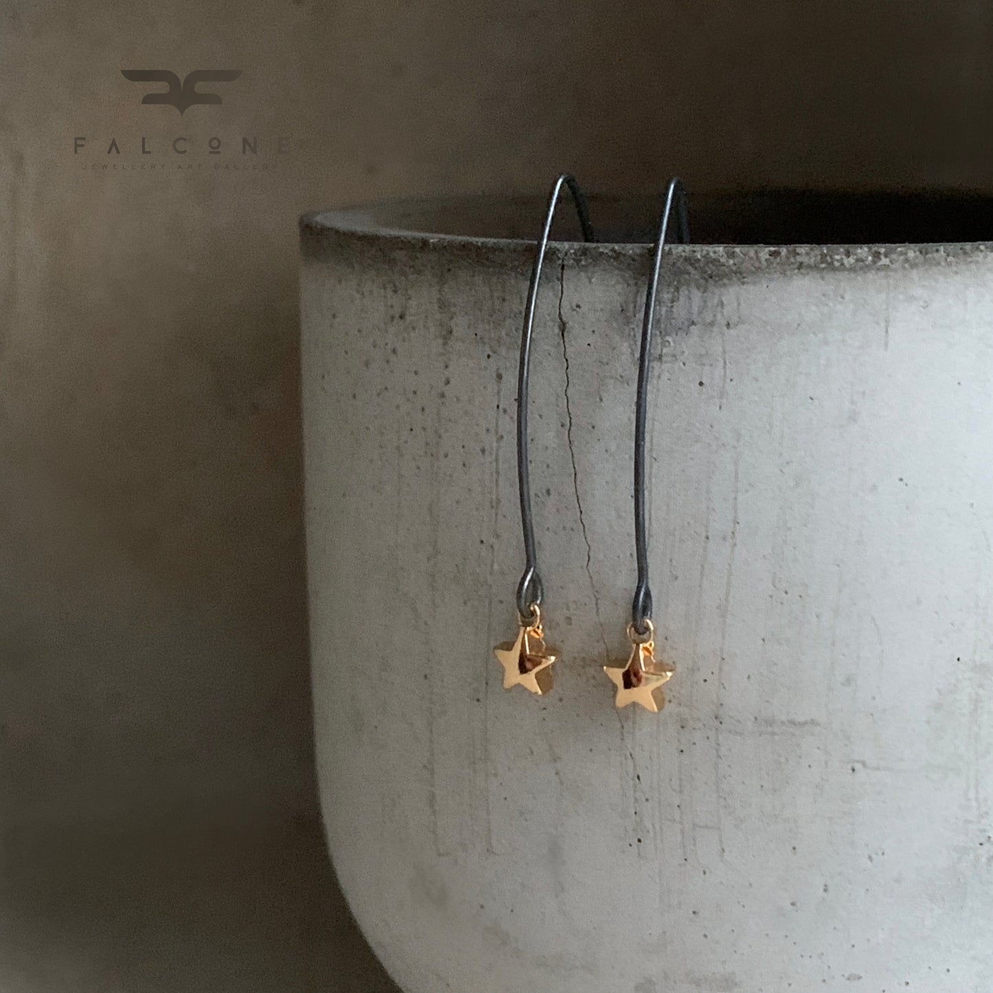 Gold-Plated Brass & Silver Earrings 'Golden Star - Wish'