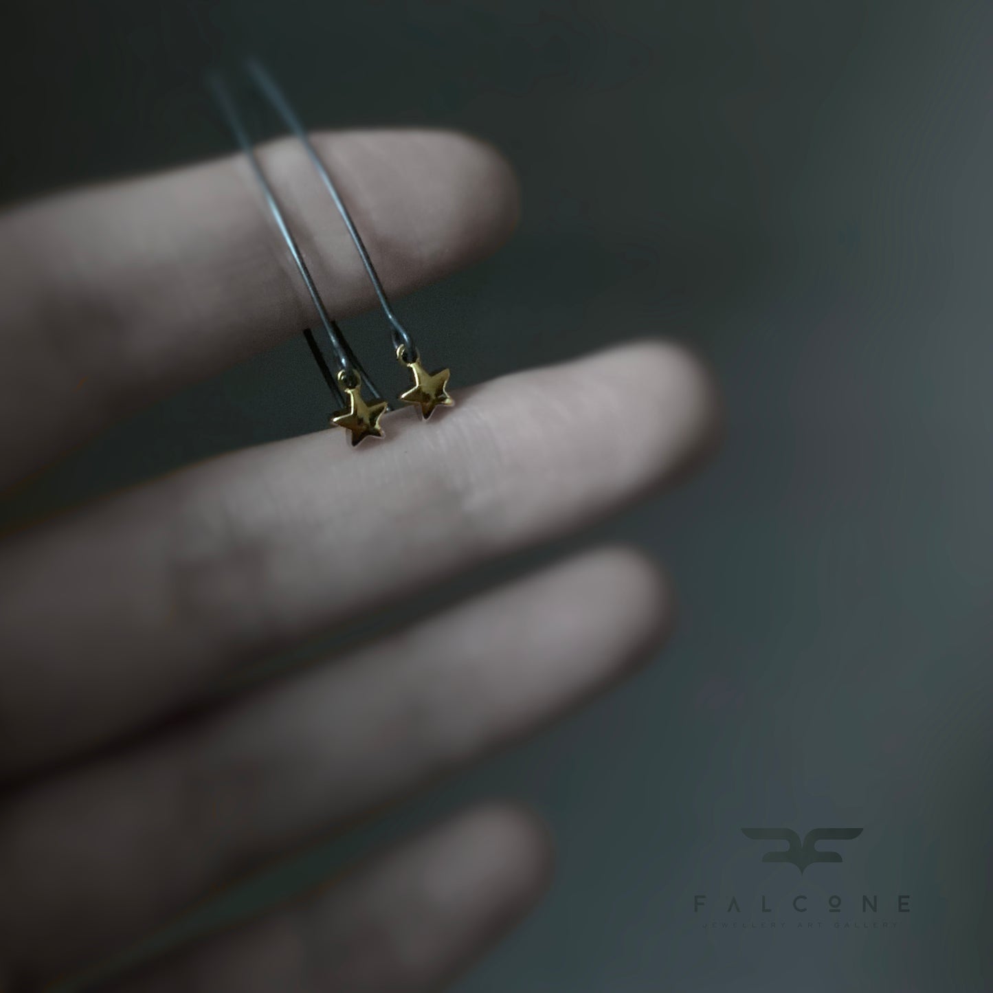 Gold-Plated Brass & Silver Earrings 'Golden Star - Wish'