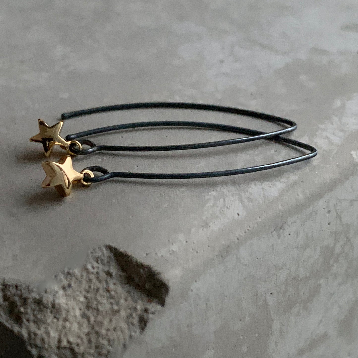 Gold-Plated Brass & Silver Earrings 'Golden Star - Wish'