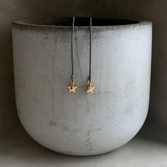 Gold-Plated Brass & Silver Earrings 'Golden Star - Wish'