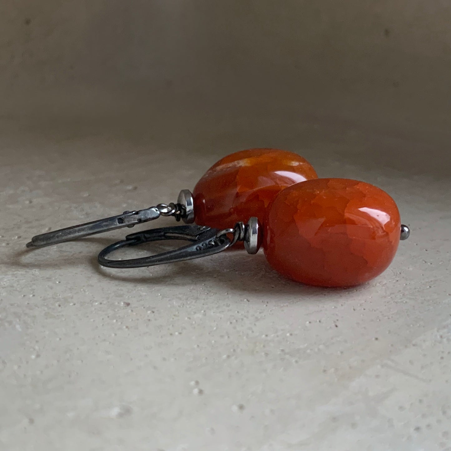 Agate and Silver Earrings 'Honey Caramel'
