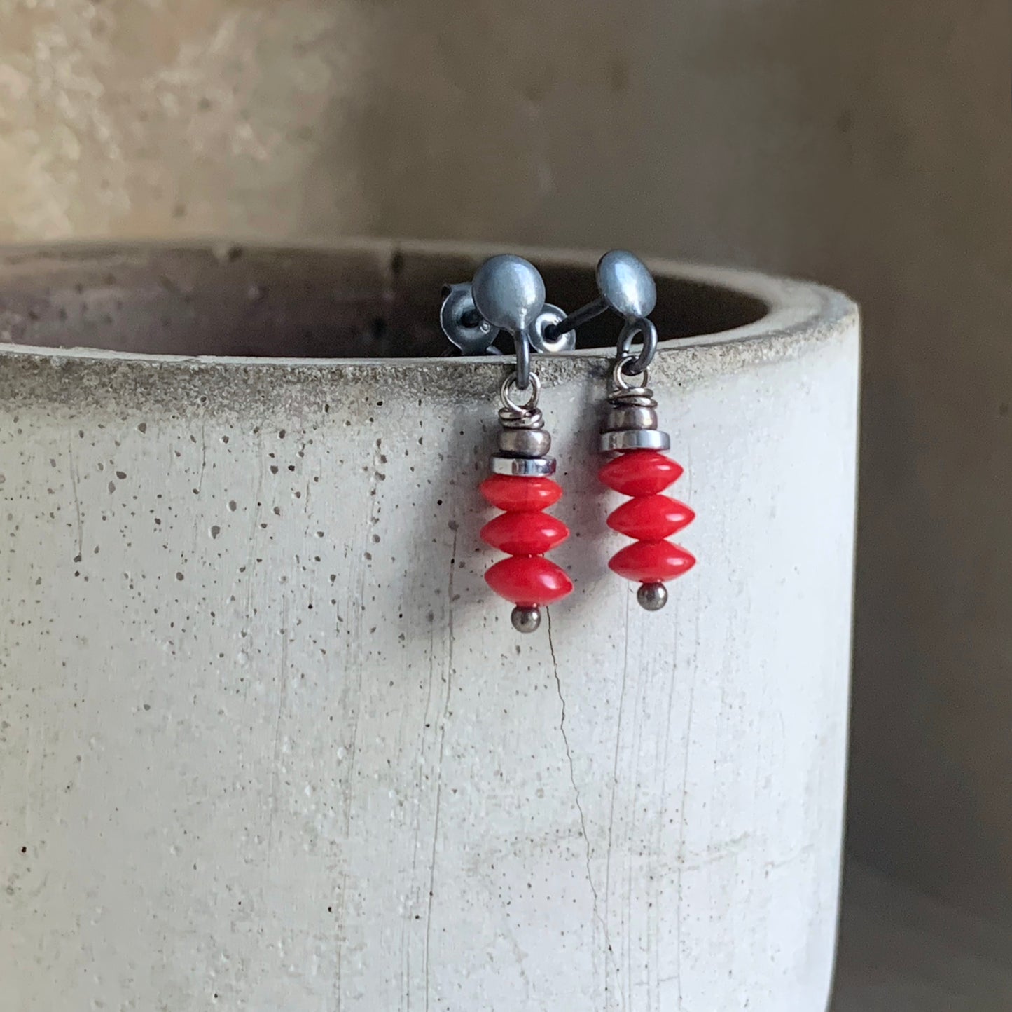 Pendientes de plata 'Otoño con Coral'