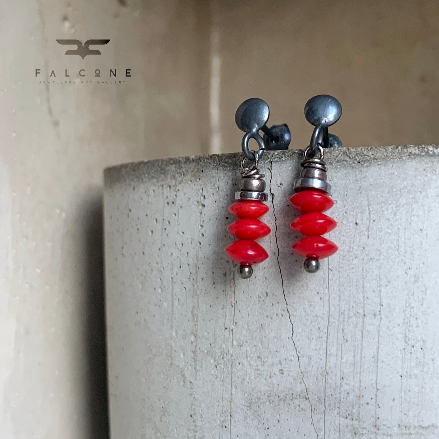 Pendientes de plata 'Otoño con Coral'