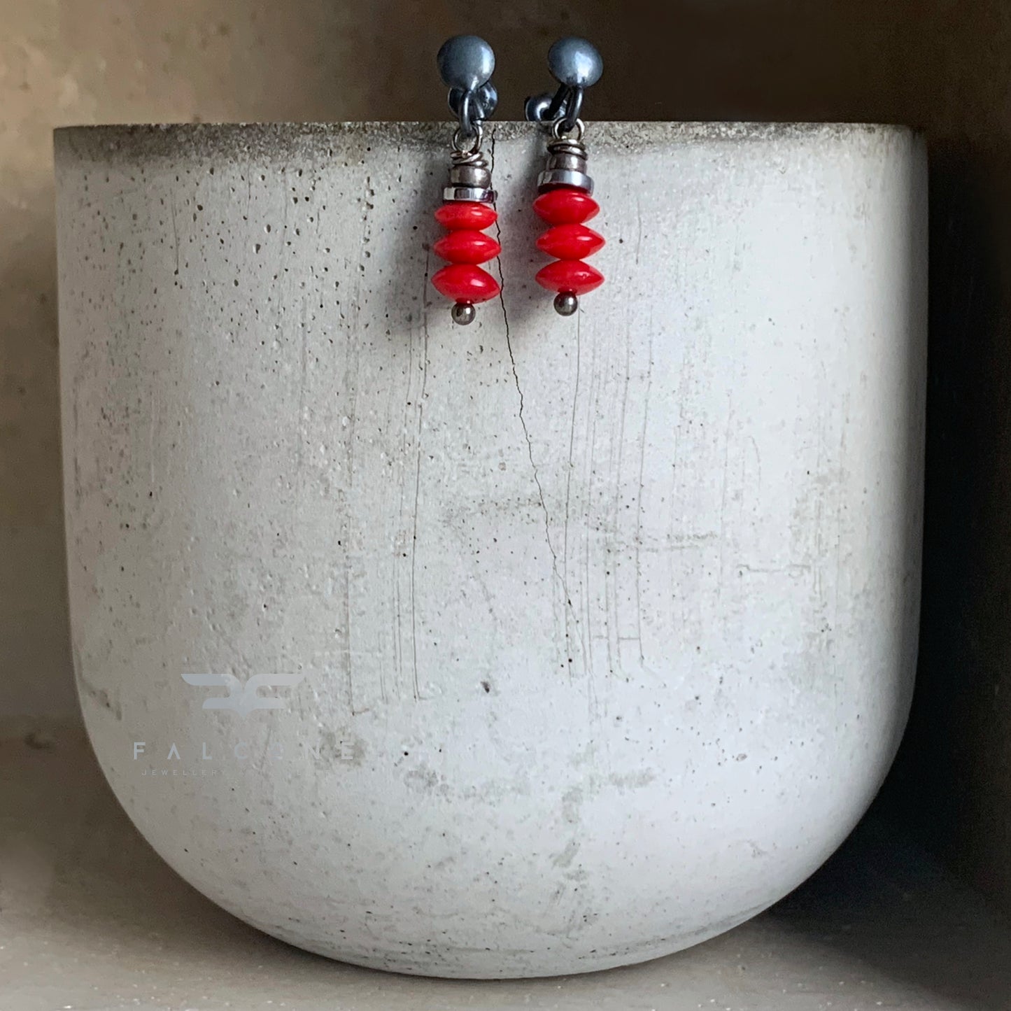 Pendientes de plata 'Otoño con Coral'