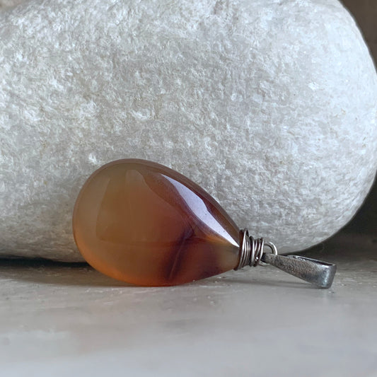 Sterling Silver and Carnelian Pendant 'Carnelian Drop'