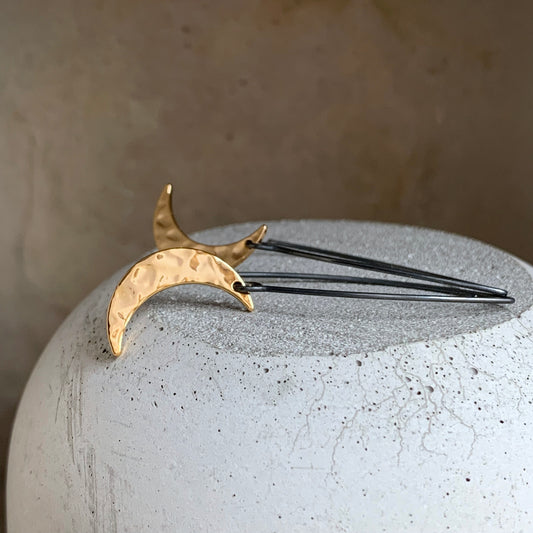 Gold-Plated Brass & Silver Earrings 'Before The Full Moon'