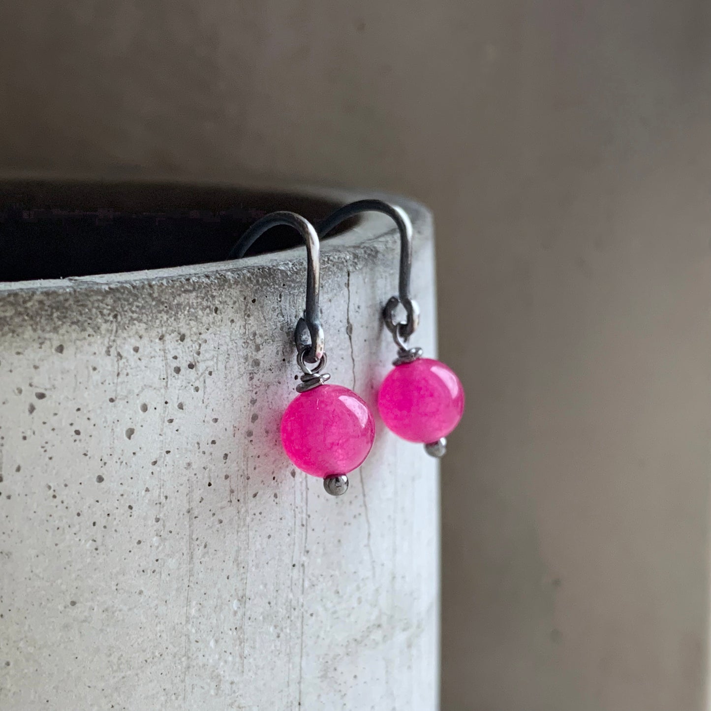 Agate and Sterling Silver Earrings 'Peonies in Stone'