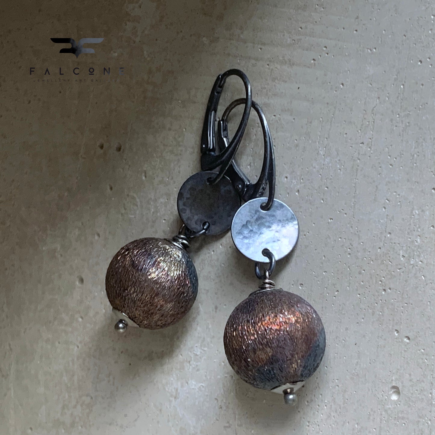 Earrings made of brass and silver 'Dark Chocolate'