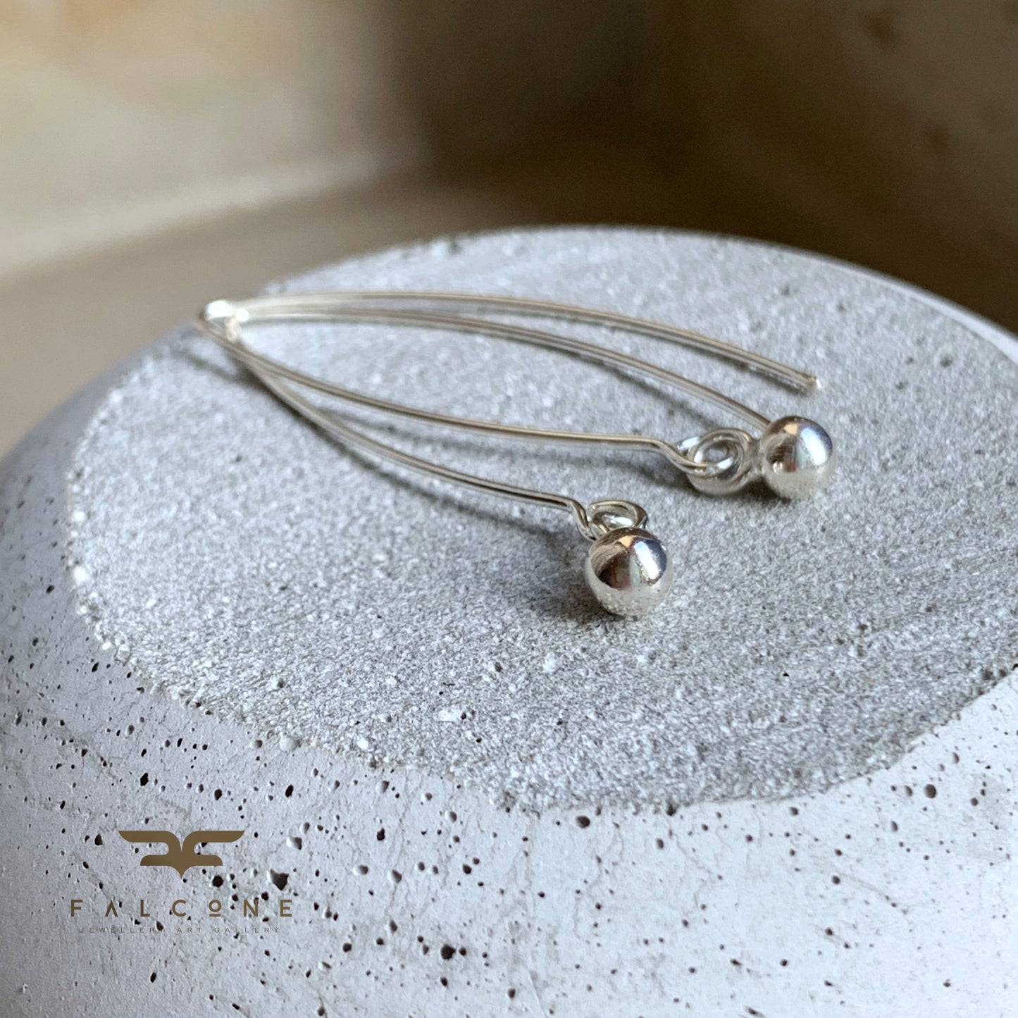 Minimalist Silver Earrings 'Silver Glow - Small Beads'