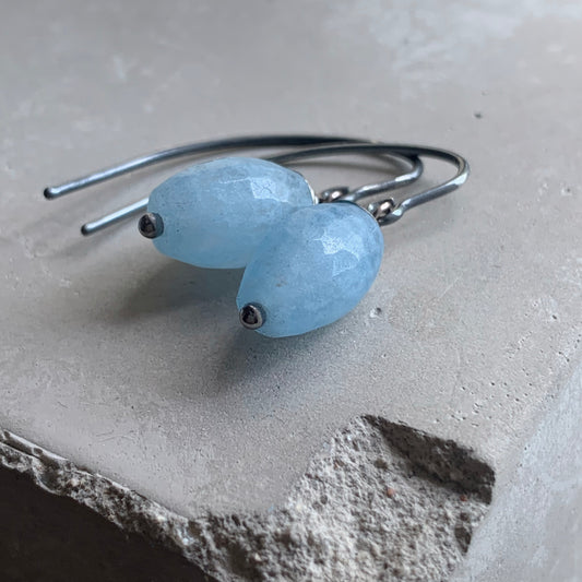 Quartz and Sterling Silver Earrings 'Pastel Blue'
