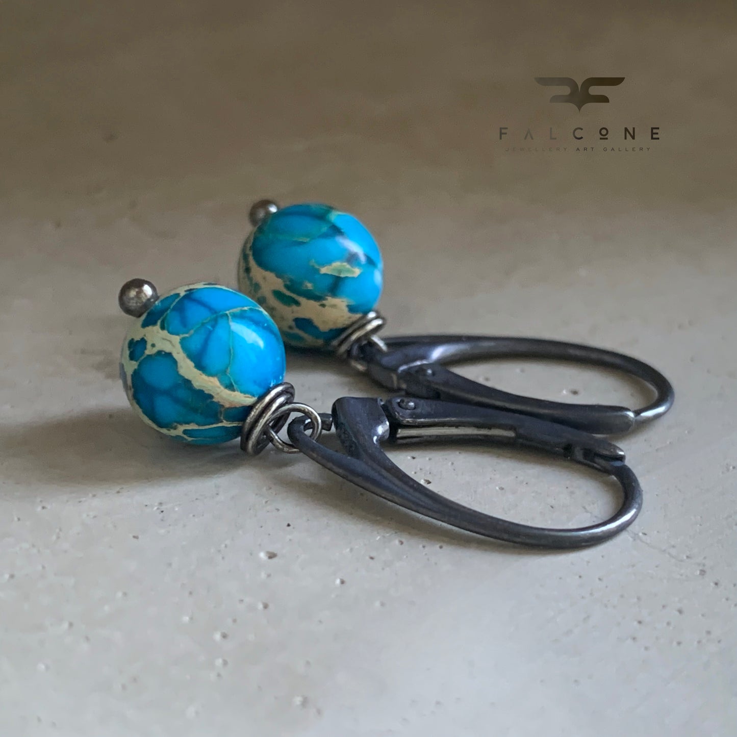 Earrings made of gemstones and silver 'Jasper Côte d'Azur'