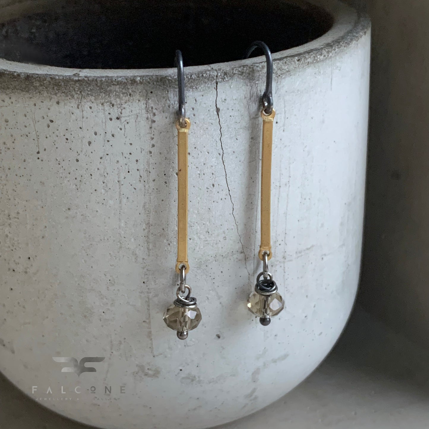 Glass, Silver & Brass Earrings 'Cold Night on Sahara'