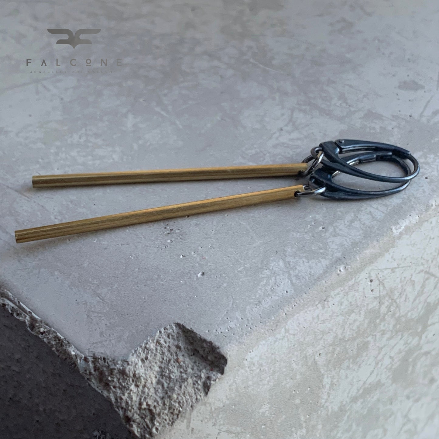 Brass and Silver Earrings 'Cylindric'