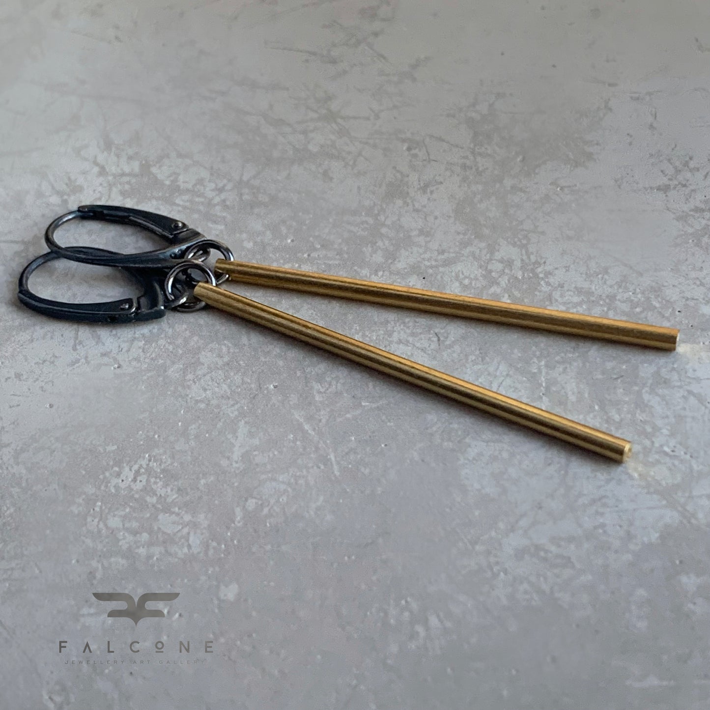 Brass and Silver Earrings 'Cylindric'