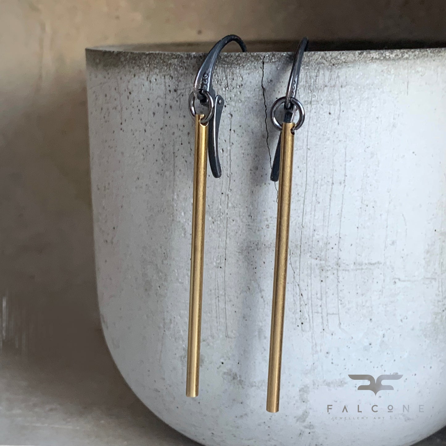 Brass and Silver Earrings 'Cylindric'