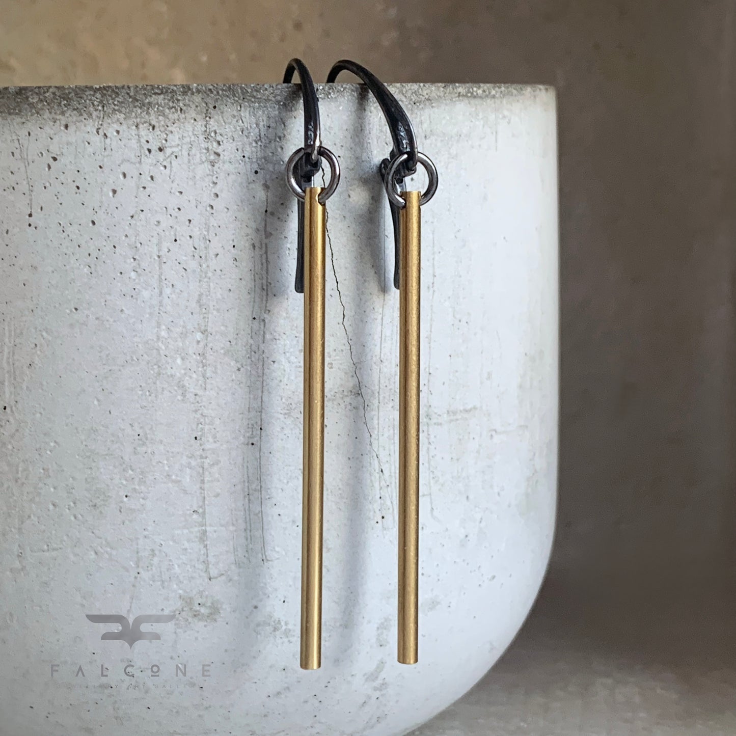 Brass and Silver Earrings 'Cylindric'