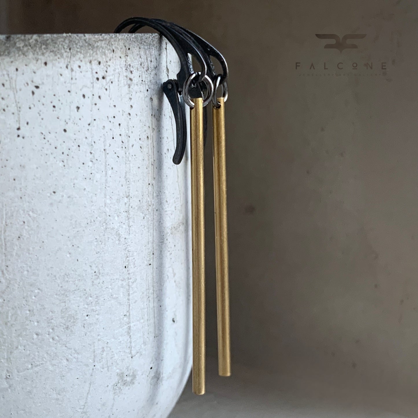 Brass and Silver Earrings 'Cylindric'