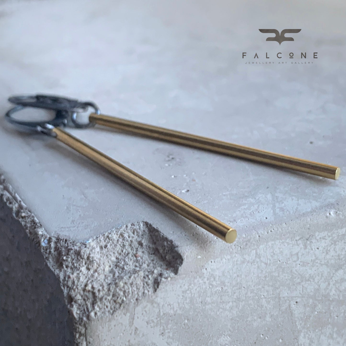 Brass and Silver Earrings 'Cylindric'