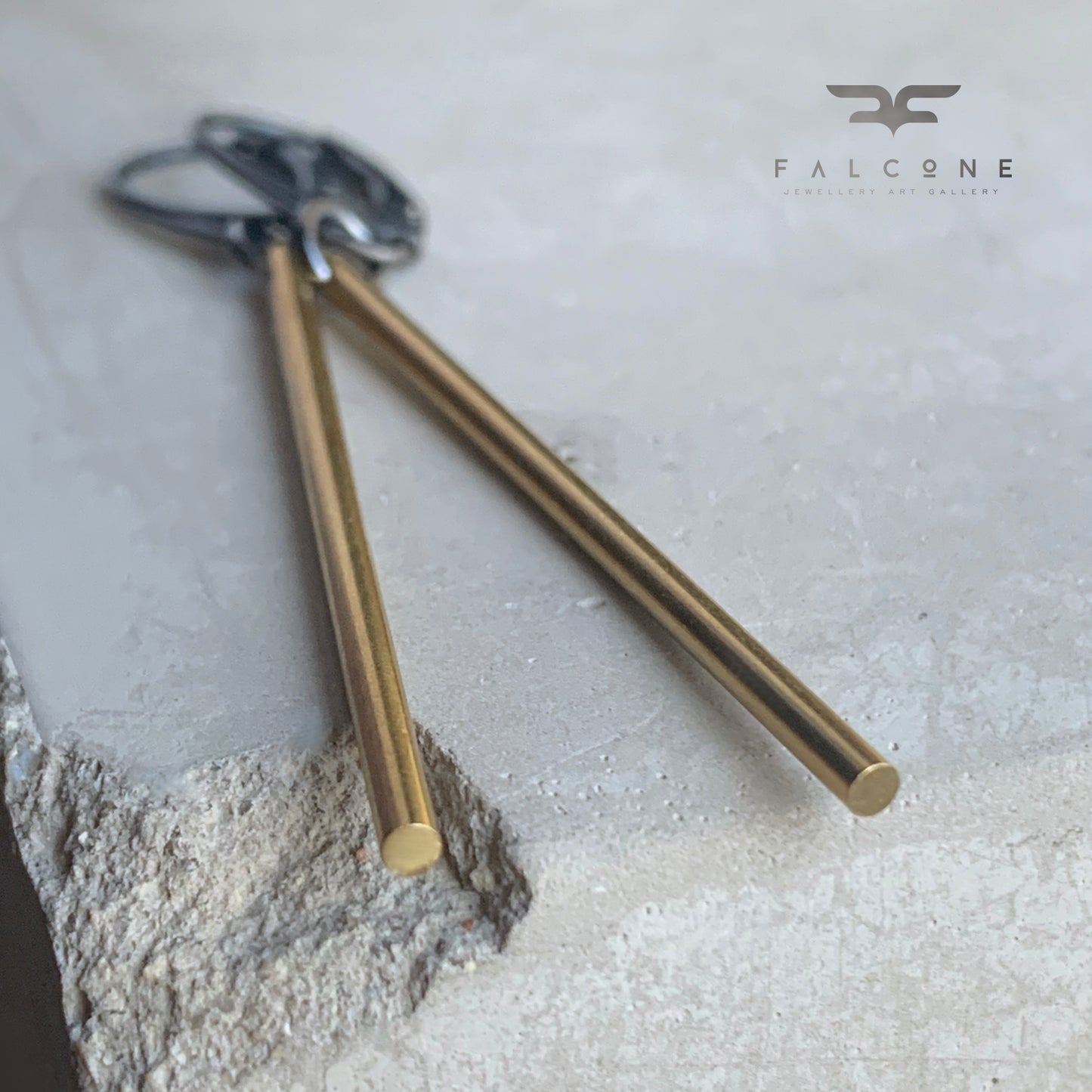 Brass and Silver Earrings 'Cylindric'
