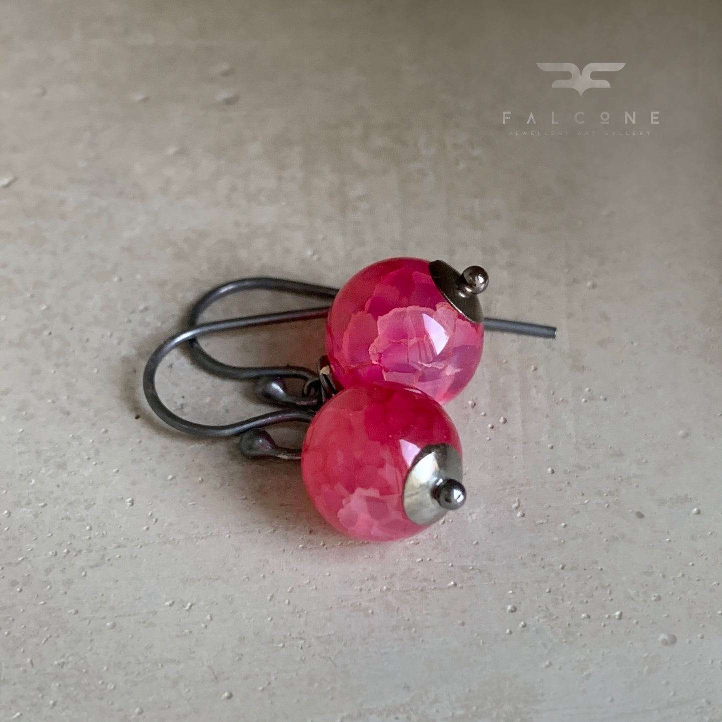 Dragon Agate and Sterling Silver Earrings 'Raspberry Mousse'
