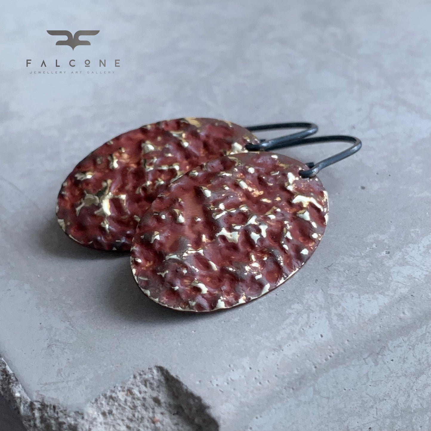 Brass & Sterling Silver Earrings 'Marsala & Gold Dust'