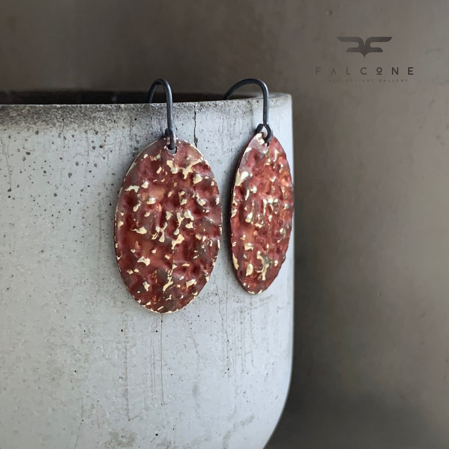 Brass & Sterling Silver Earrings 'Marsala & Gold Dust'