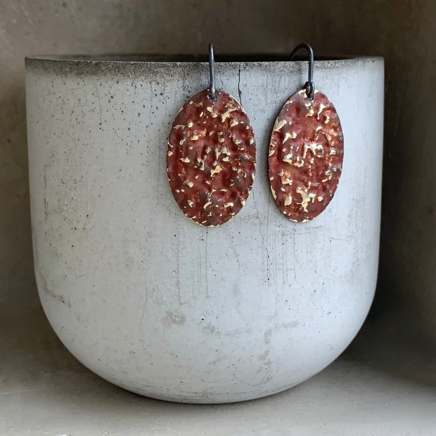 Brass & Sterling Silver Earrings 'Marsala & Gold Dust'