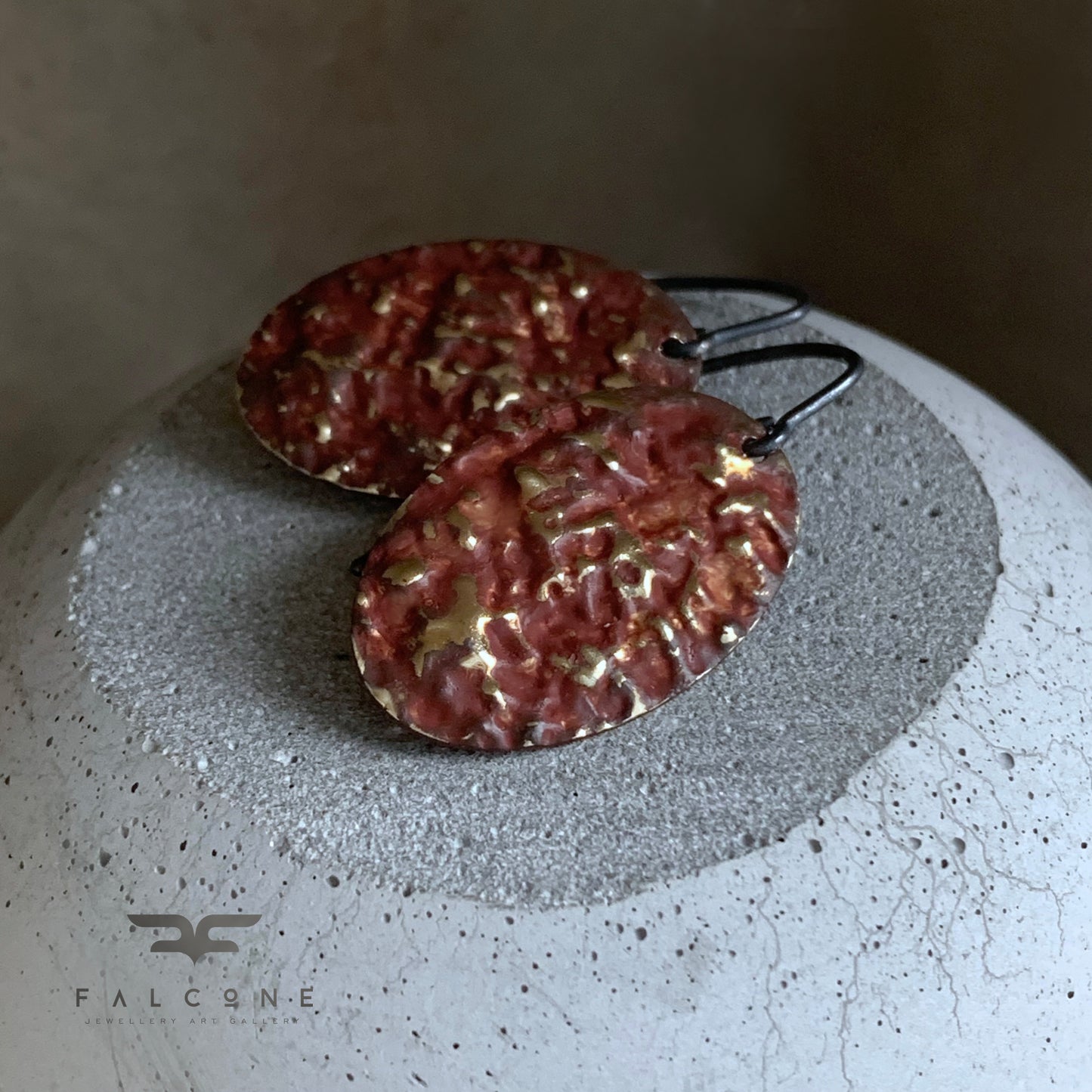 Brass & Sterling Silver Earrings 'Marsala & Gold Dust'