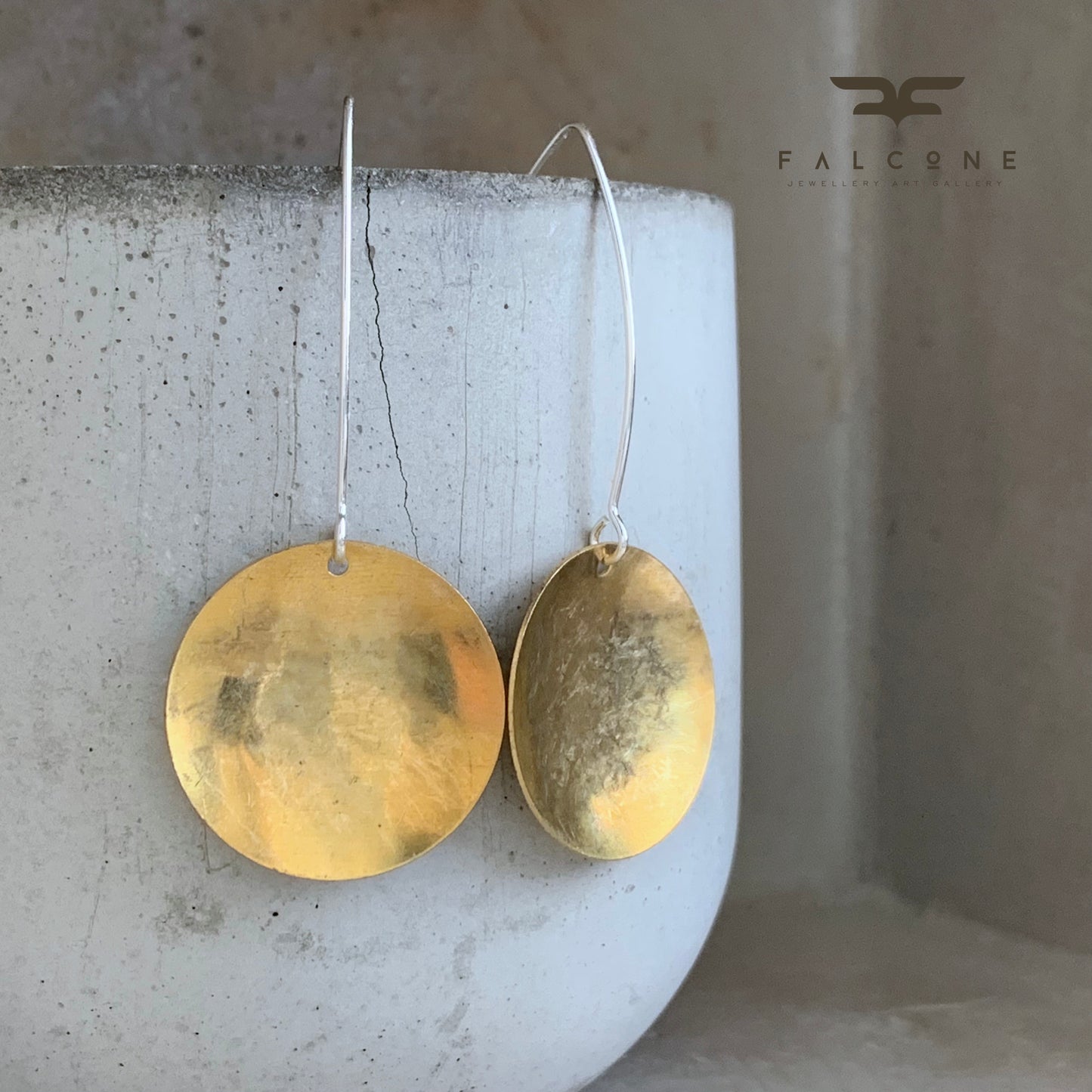 Silver and Brass Earrings 'Golden Bowls'