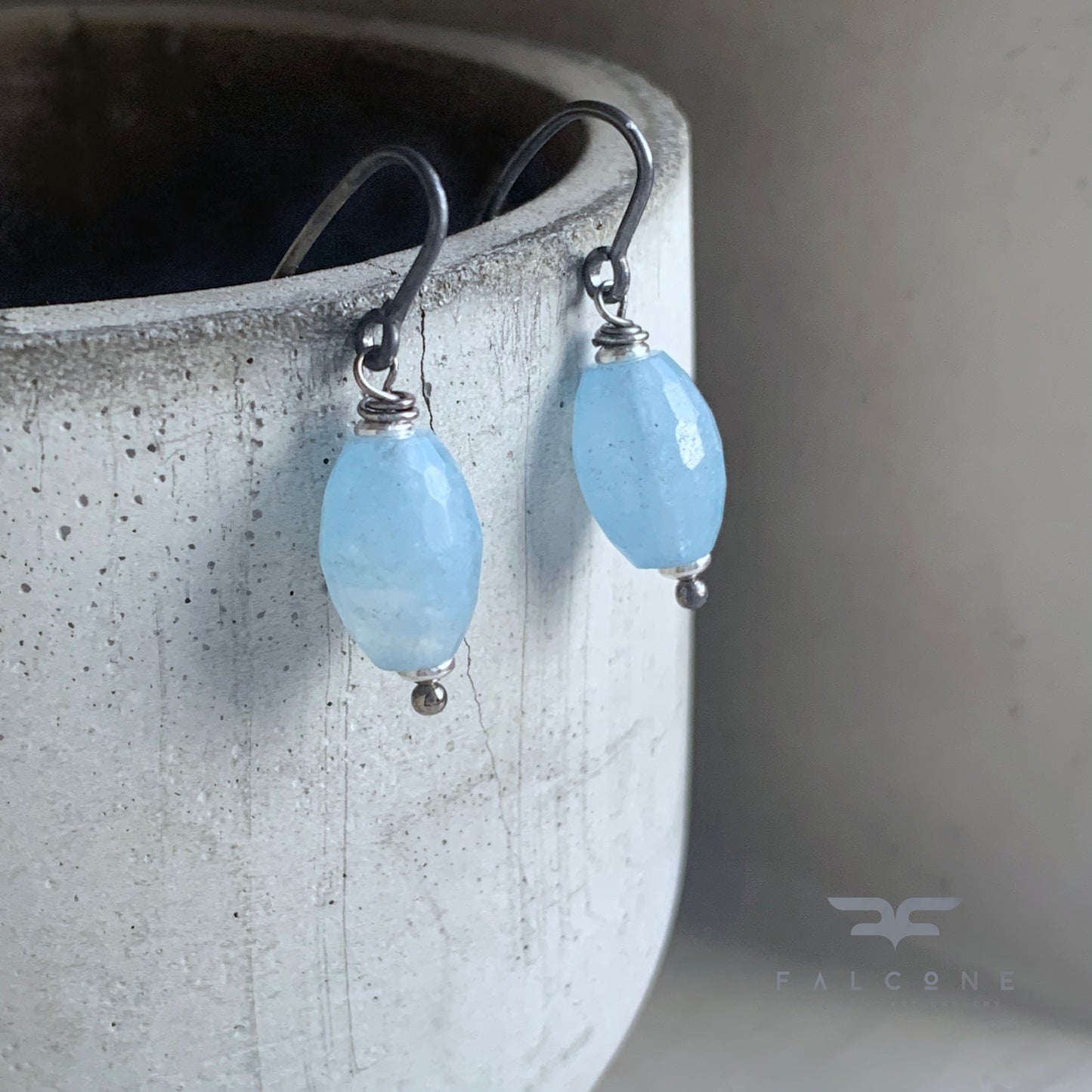 Sterling Silver and Blue Quartz Earrings 'Cold Blue'