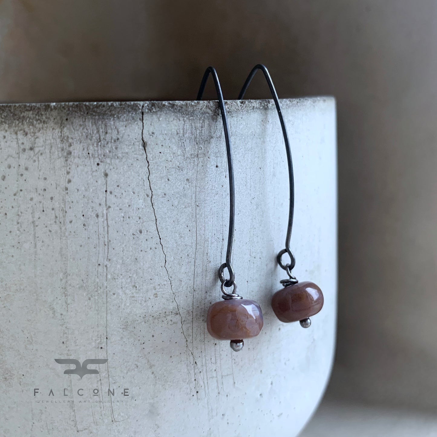 Agate and Silver Earrings 'Nymphs of Bogs and Peatlands'