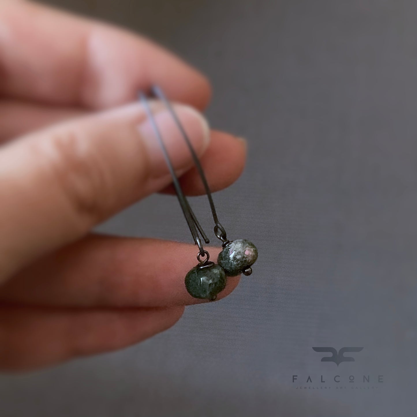 Agate and Sterling Silver Earrings 'Nymphs of Moss and Heathland'