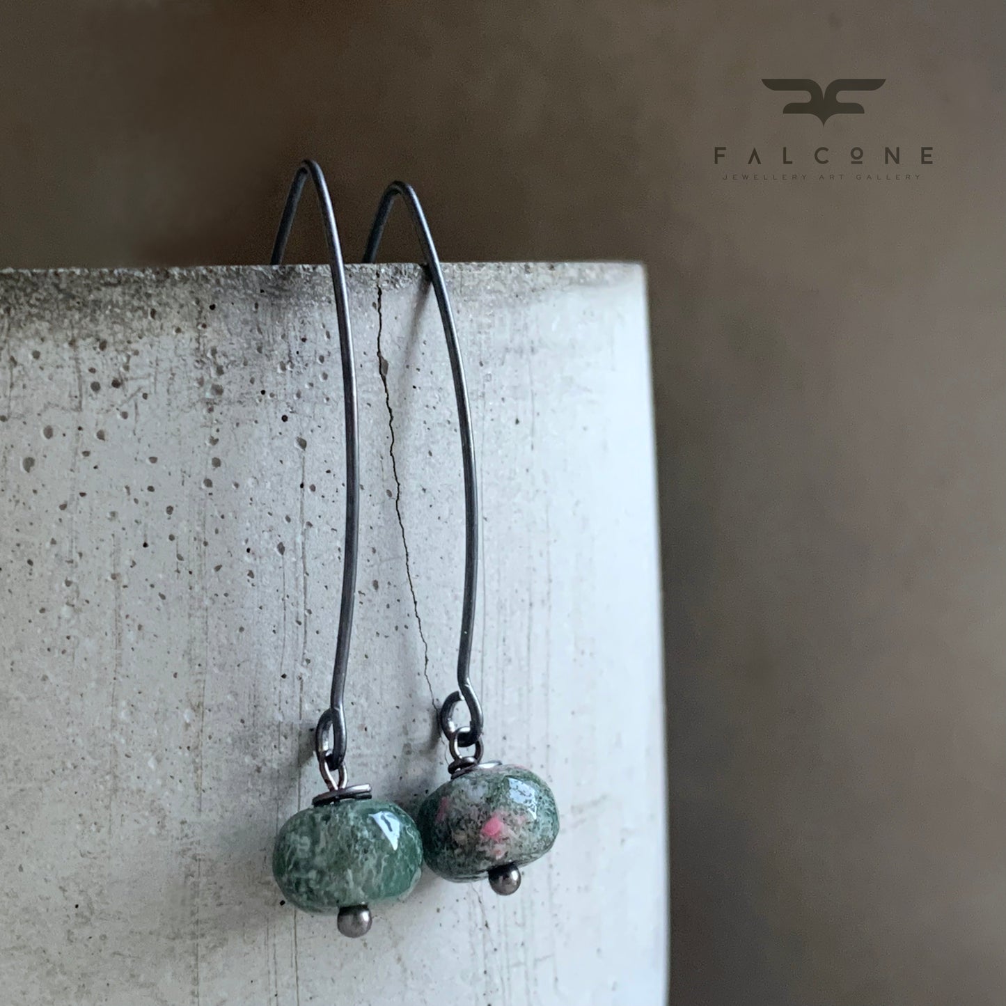 Agate and Sterling Silver Earrings 'Nymphs of Moss and Heathland'