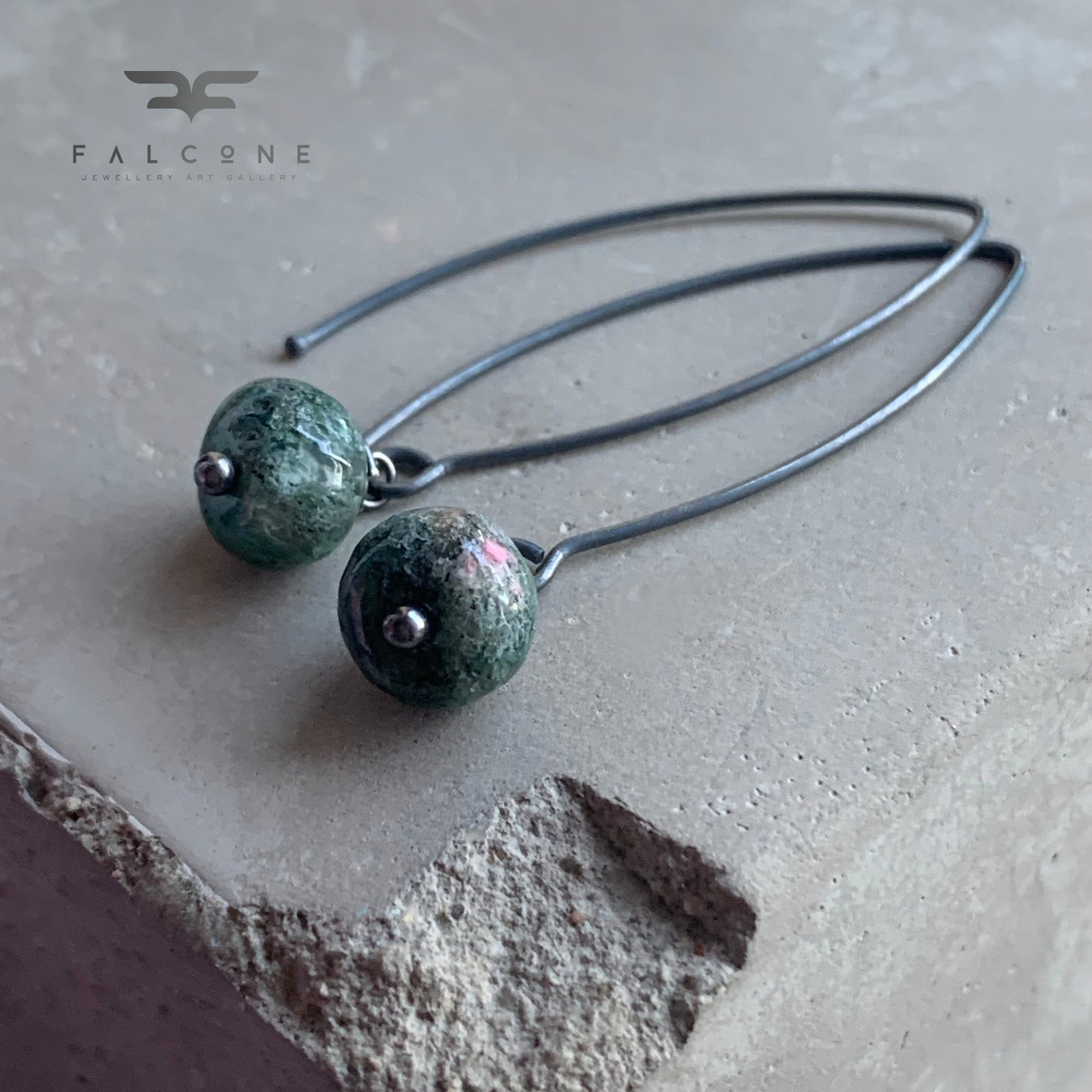 Agate and Sterling Silver Earrings 'Nymphs of Moss and Heathland'